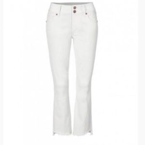 CAbi High-Low Crop White Jeans Sz 8